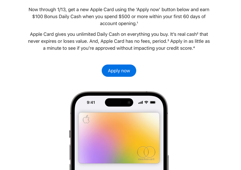 Apple Card : jusqu'à 300 $ de bonus de bienvenue, plus que 2 jours pour en profiter 2 Offre Apple Card