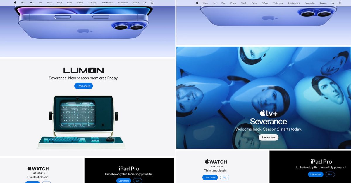 Apple continues high-profile Severance promos with fun homepage panels