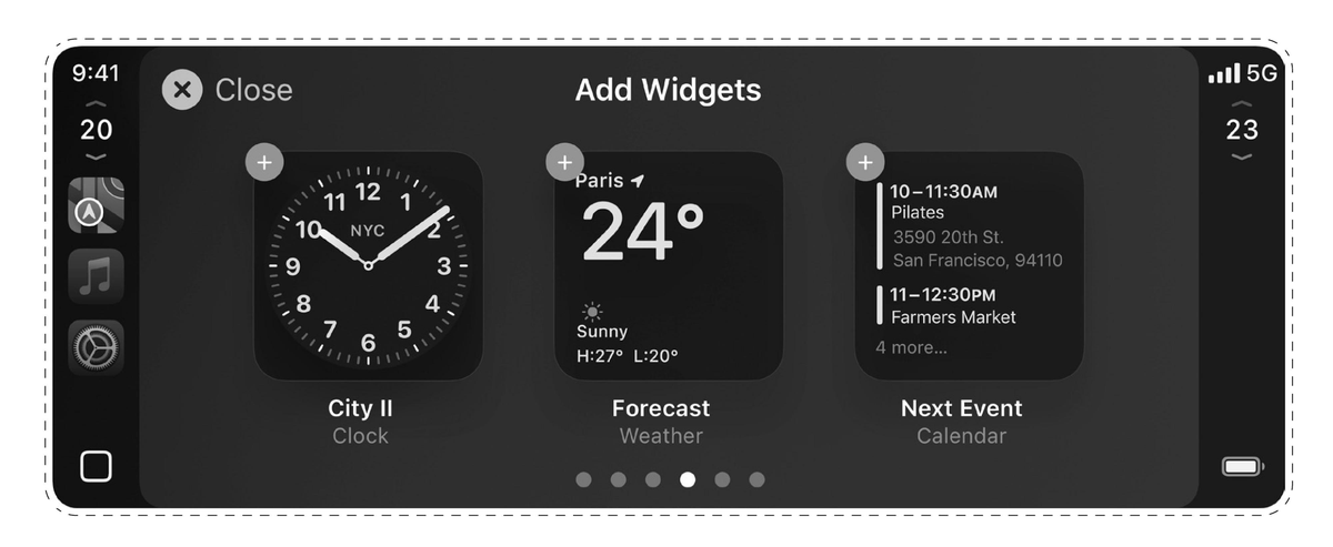 CarPlay 2 : nouveaux widgets personnalisés révélés lors du développement par Apple 2 Widgets de CarPlay 2