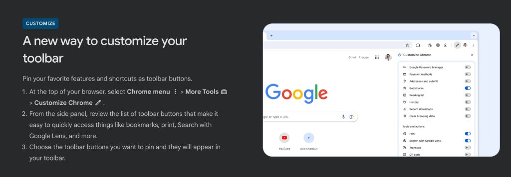 Personnalisez la barre d'outils de Google Chrome avec des raccourcis sur Mac et Windows 2 Personnalisation de la barre d'outils Chrome