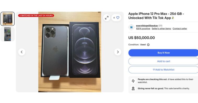 Vendeurs eBay veulent 2k à 50k $ pour des iPhones avec TikTok préinstallé 1 eBay sellers asking $2k to $50k for iPhones with TikTok installed