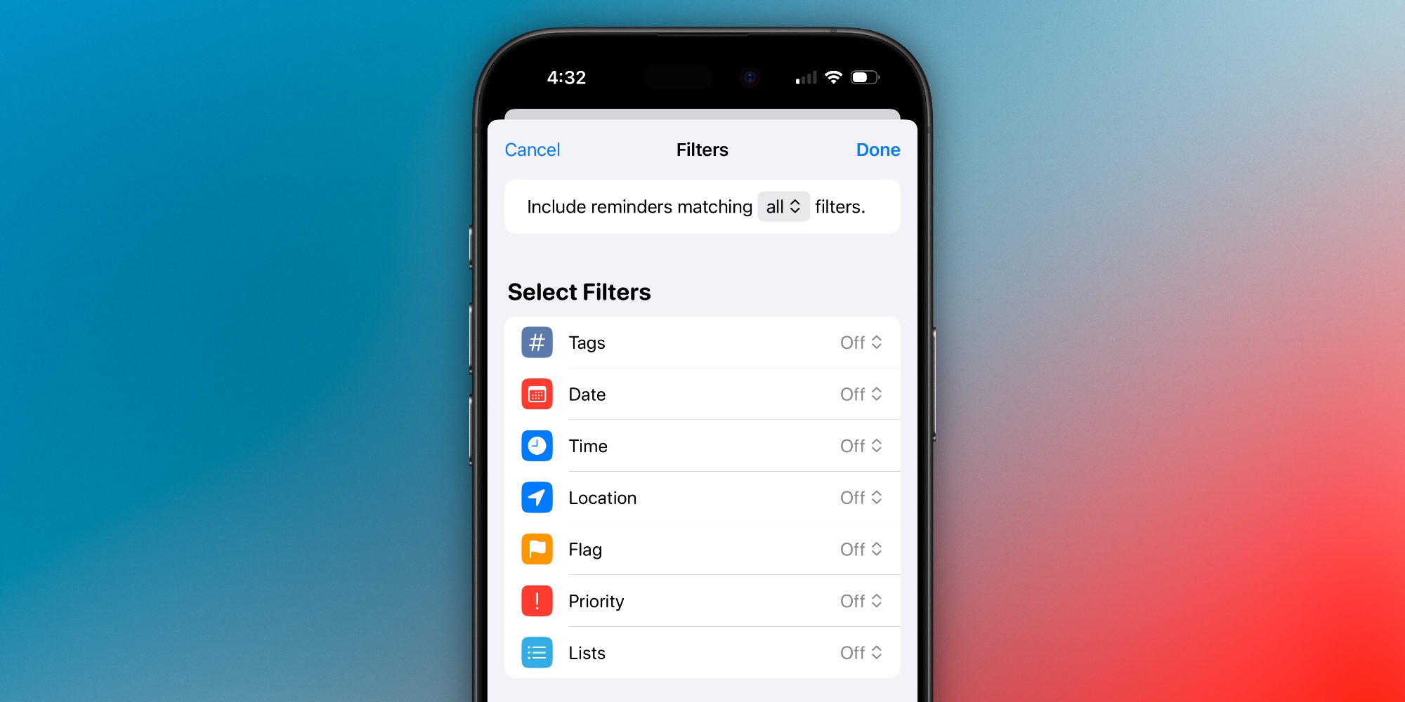 Filtres de listes intelligentes