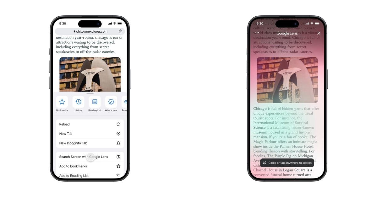 Google Lens powering new ‘Screen Search’ in Chrome for iOS