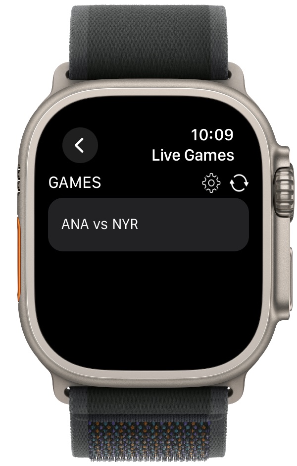 Interface de NHL Watch Comms