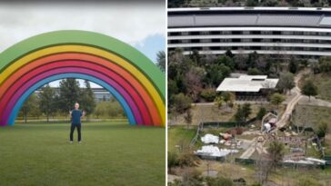Apple Park rainbow arches gone, but reportedly being rebuilt