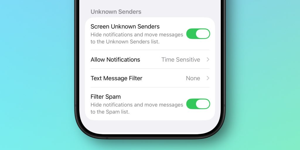 Filtrage des messages sur iOS 26