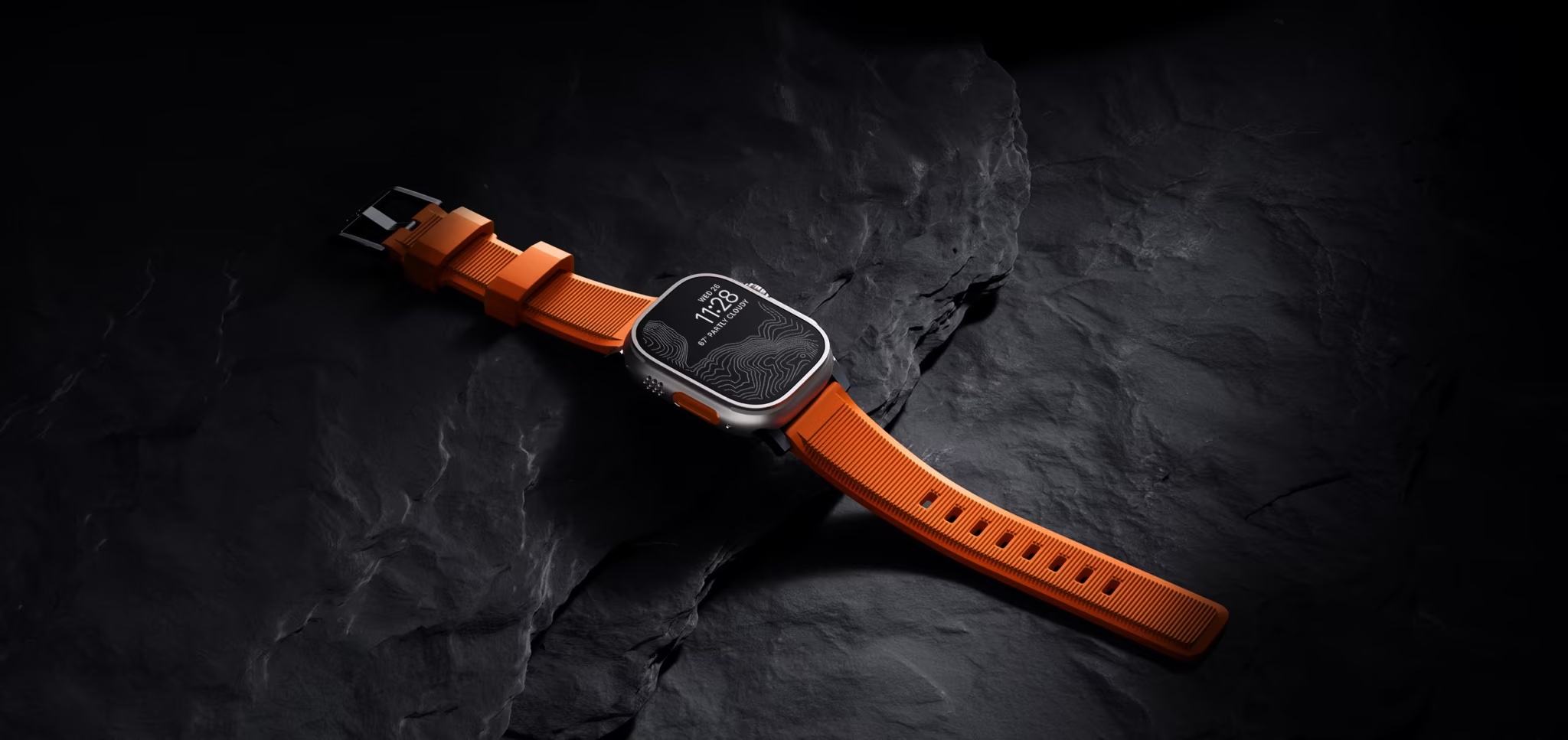 Apple Watch Ultra 3 : un logiciel performant qui incite à passer de l'Ultra 1 à l'Ultra 3 2 Nomad Rugged Band Apple Watch Ultra Orange