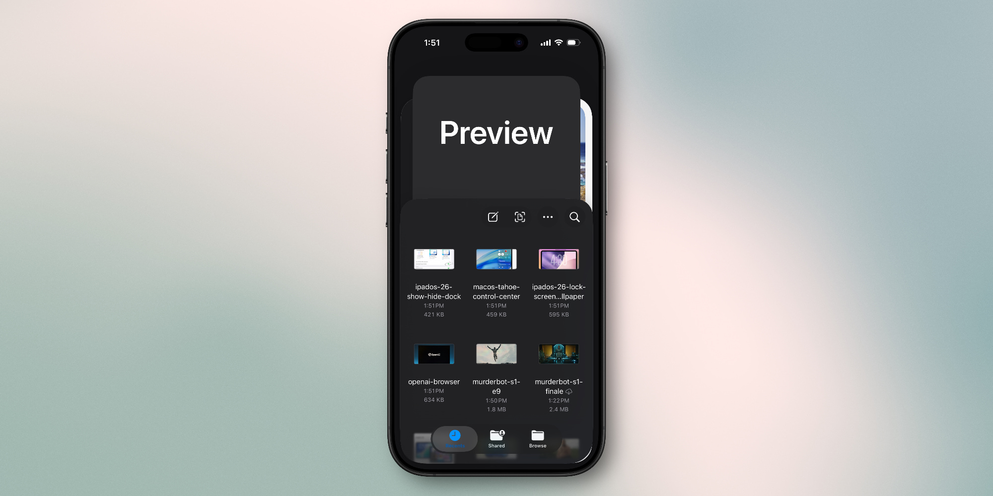 Application Preview sur iPhone