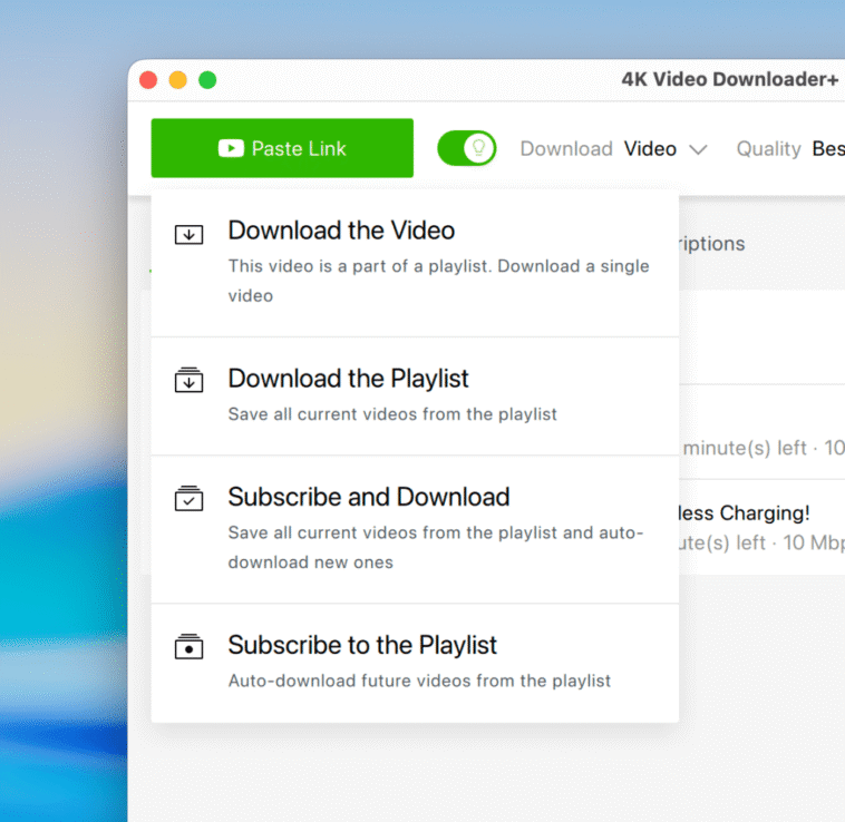 Téléchargez facilement des vidéos YouTube et playlists avec 4K Vidéo Downloader Plus sur Mac 1 Easily download YouTube videos, playlists, and more using 4K Video Downloader Plus for Mac