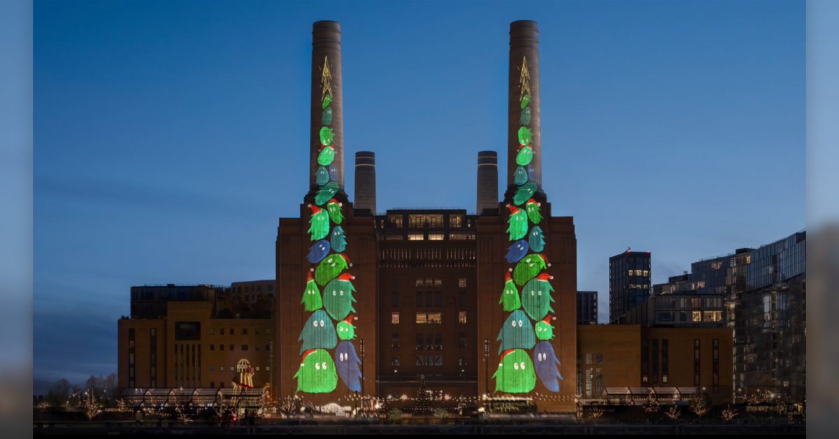 Apple now projecting iPad-designed Christmas trees onto Battersea Power Station