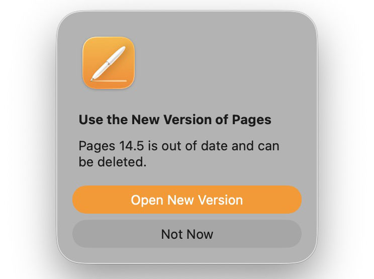 Mise a jour des applications Pages Numbers Keynote et Freeform