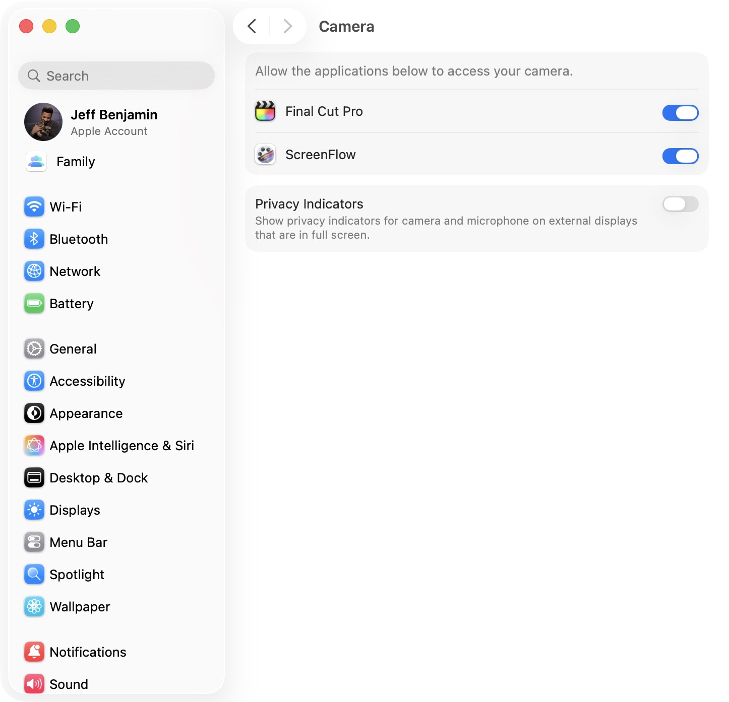 Paramètres de Confidentialité & Sécurité sur macOS