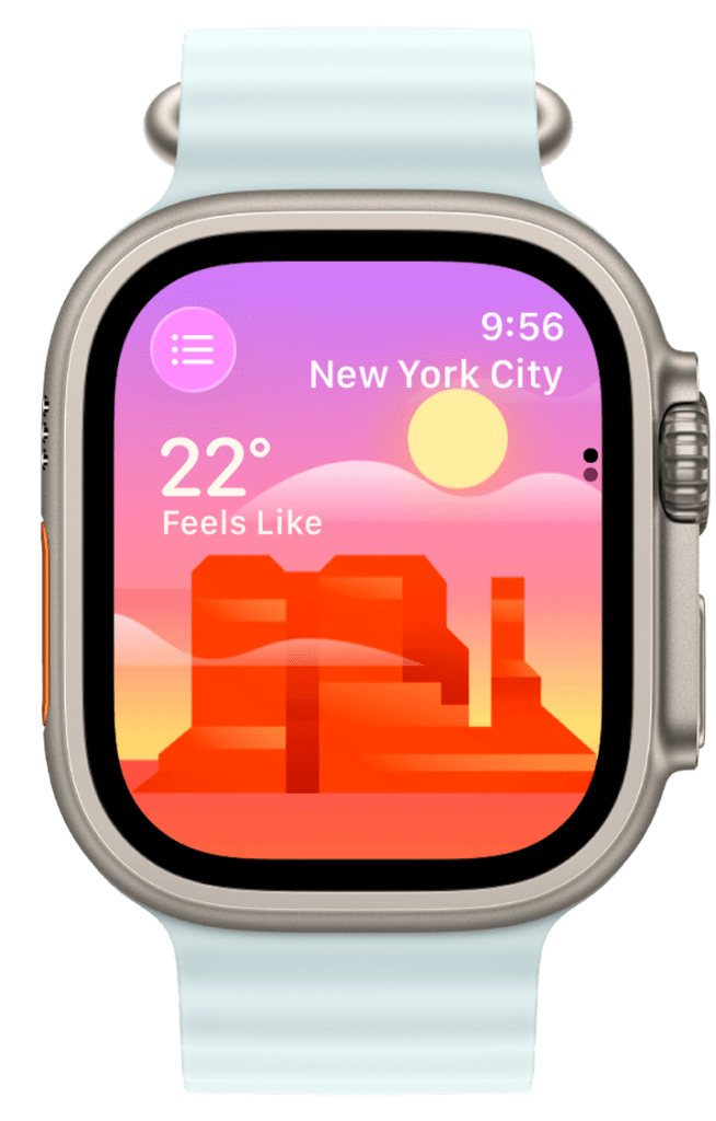 Jour partiellement nuageux sur l'Apple Watch