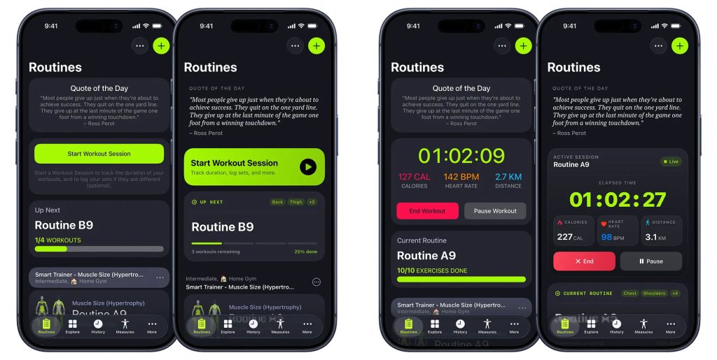 Vue améliorée des routines de SmartGym