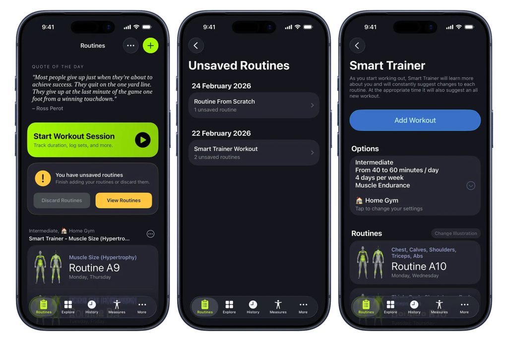 Fonctionnalité de brouillon de SmartGym