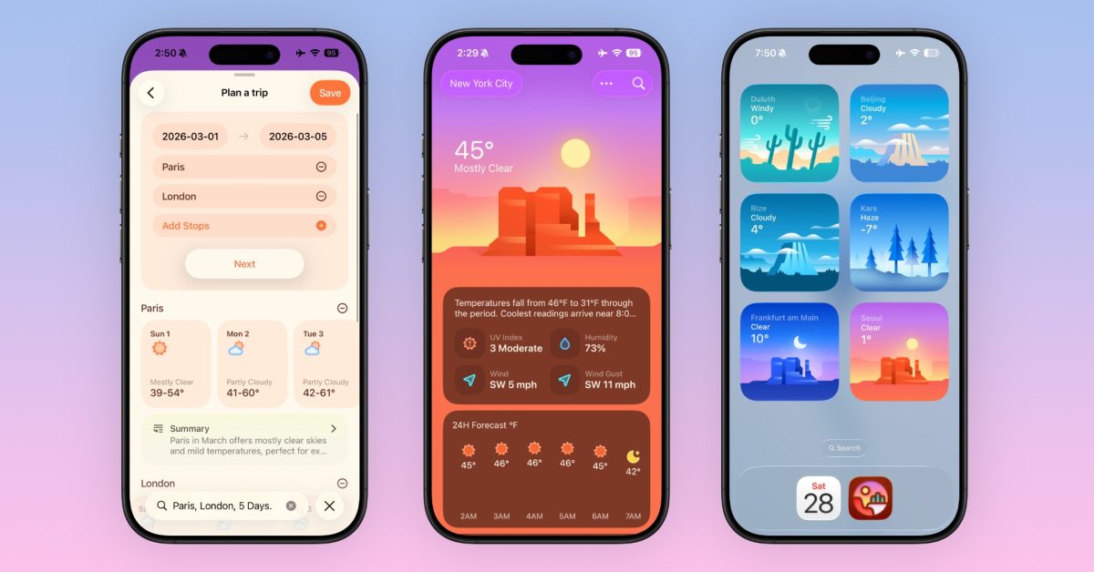 Indie App Spotlight: ‘Weather mini’ packs trip forecasts and more in a beautiful design