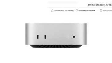 The base model $599 Mac mini is now completely out of stock