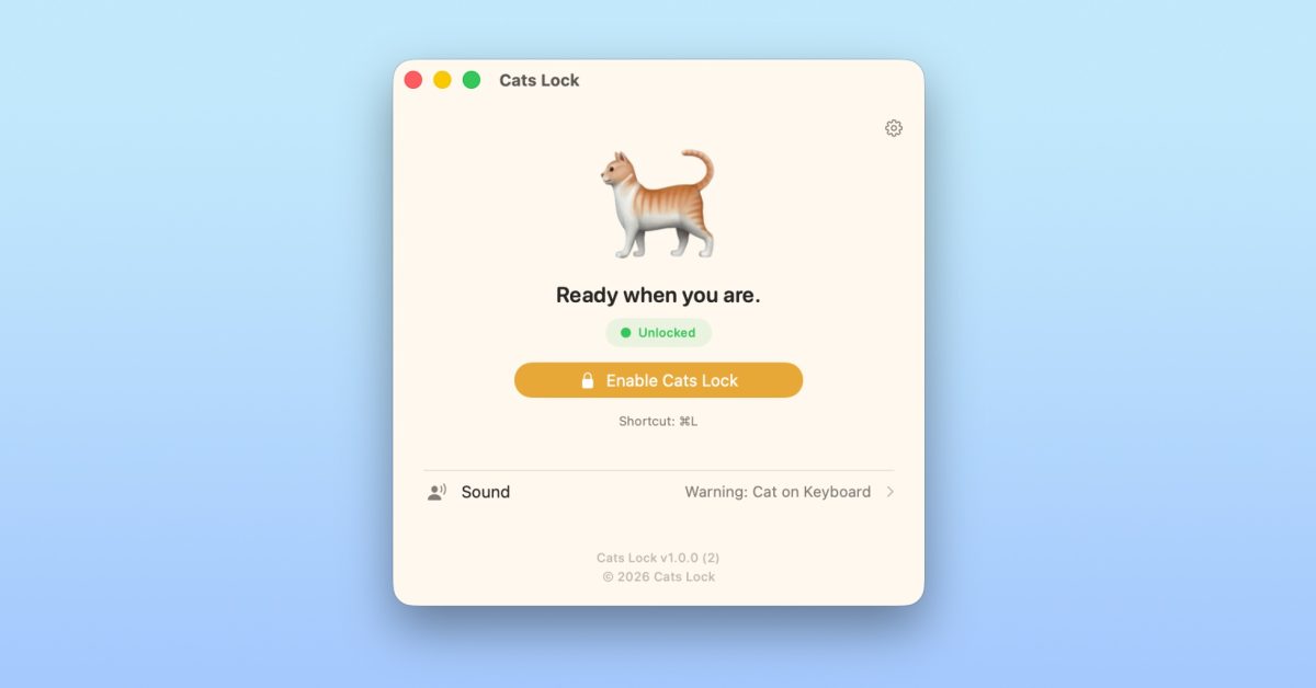 Indie App Spotlight: ‘Cats Lock’ is a fun Mac app that solves cat keyboard spam