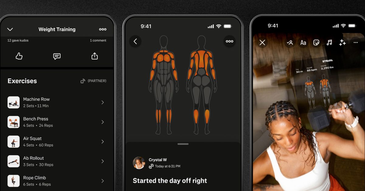 Strava adds dedicated strength training support for sets, reps, weight, and muscle groups