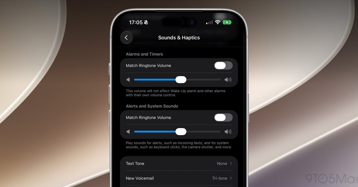 iOS 27 : Réglages de volume indépendants pour alarmes, minuteries et alertes système 22 iOS 27 adds independent volume settings for alarms and timers, and for alerts and system sounds