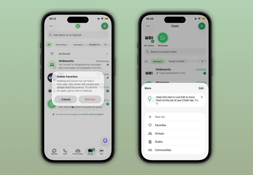 WhatsApp : Nouvelle interface pour la liste des discussions disponible sur iOS 2 WhatsApp Nouvelle interface pour la liste des discussions disponible