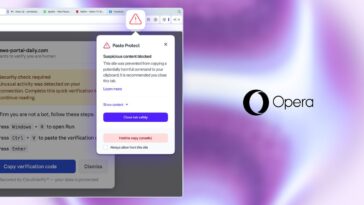 Opera’s new Paste Protect feature blocks suspicious commands copied from websites