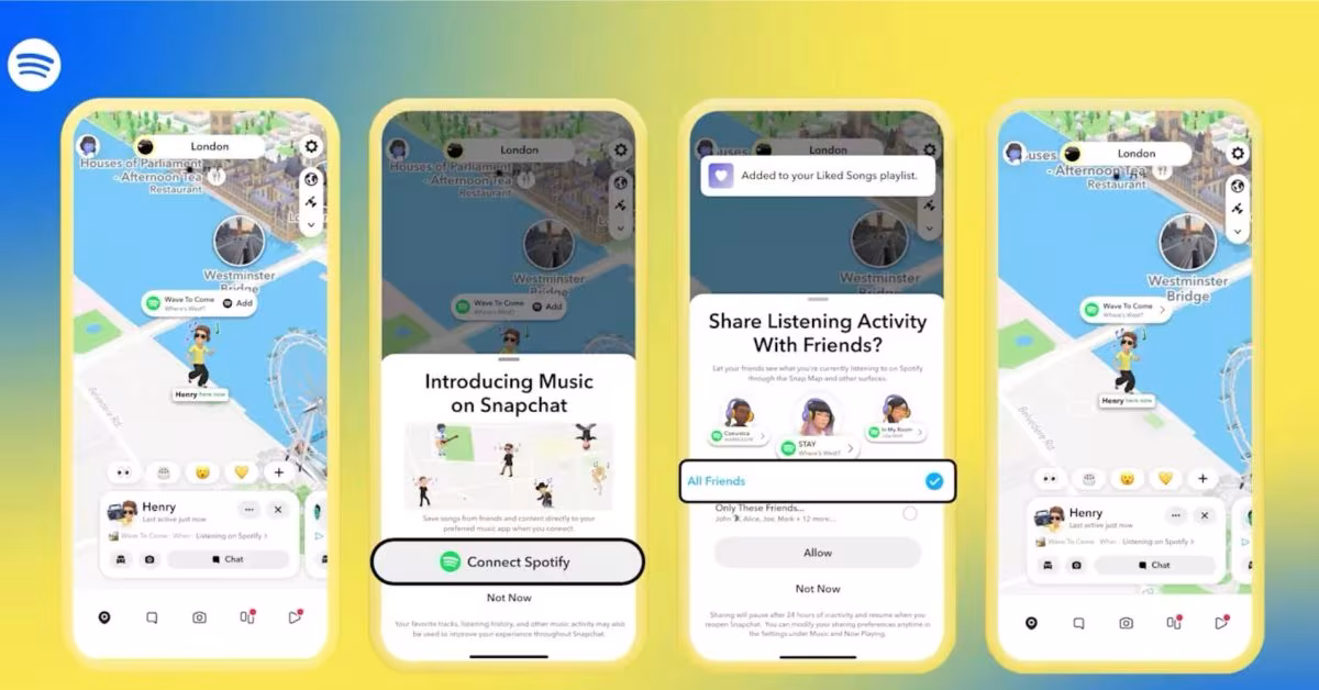 Snapchat’s newest feature turns Snap Map into a live Spotify listening feed