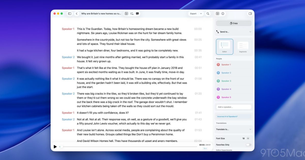 MacWhisper 14 launches with a new transcript editor, faster performance, more