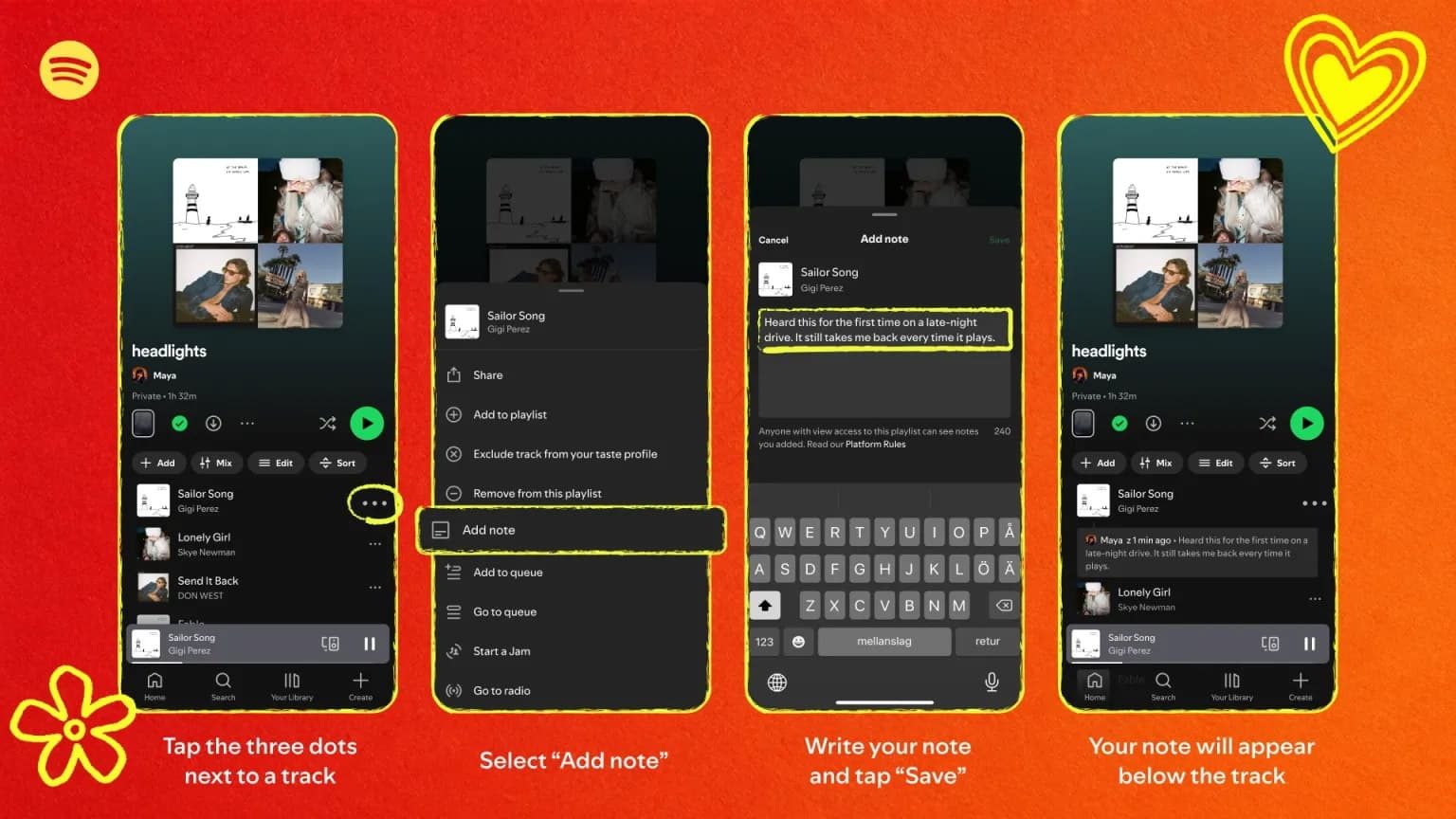 Spotify : 'User Notes' pour ajouter des légendes personnalisées aux morceaux des playlists 2 Spotify User Notes pour ajouter des legendes personnalisees
