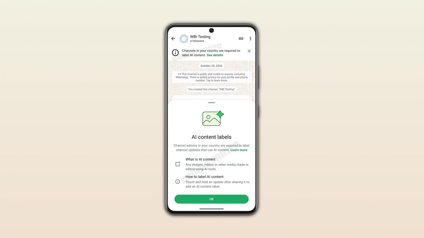 Les admins des chaînes WhatsApp pourront bientôt signaler les médias générés par IA 2 Les admins des chaines WhatsApp pourront bientot signaler les medias