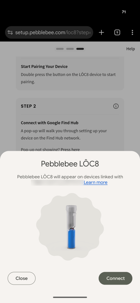 Nouveau traqueur Android et iPhone : caché dans votre vélo ou clubs, autonomie de 3 ans 5 Pebblebee LÔC8 App Interface