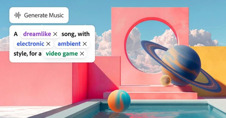 Outils de génération de musique, voix et effets sonores d’Adobe Firefly désormais disponibles 1 Adobe Firefly’s music, voiceover, and sound effects generation tools now generally available