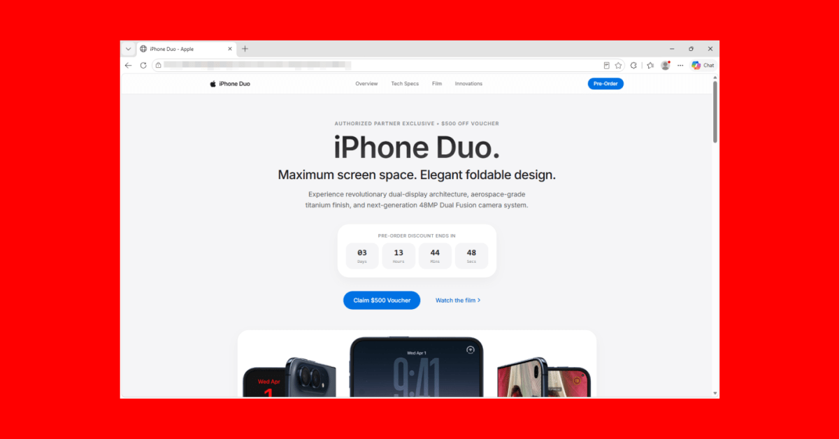 Fake iPhone Duo preorder page can steal crypto wallet data and more