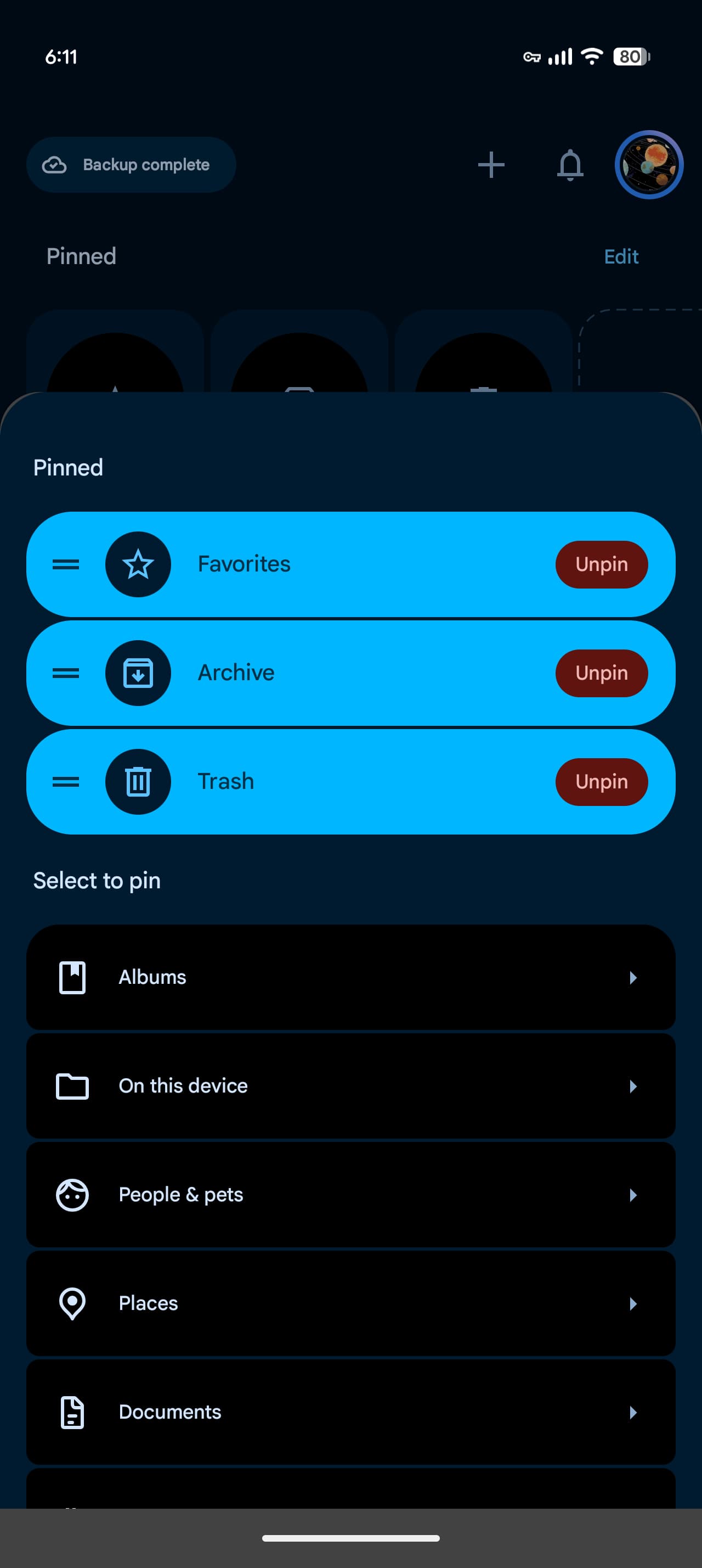 Example of new design in Google Photos