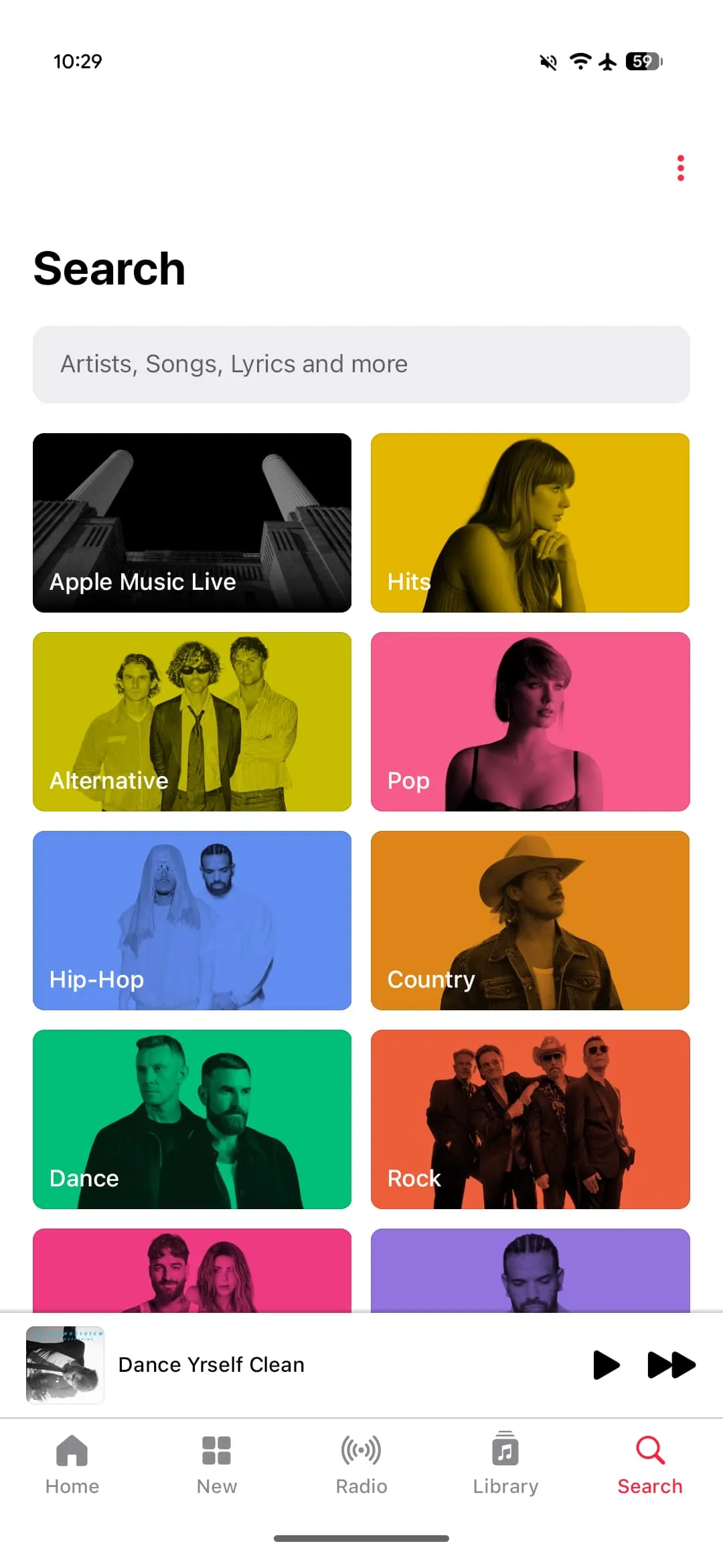 Interface Apple Music avant la mise à jour 7.0
