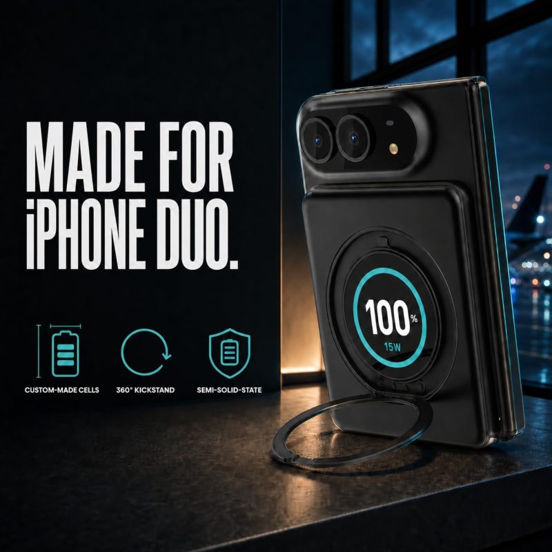 Ce pack batterie MagSafe est idéalement conçu pour l'iPhone Duo 2 Ce pack batterie MagSafe est idealement concu pour liPhone Duo