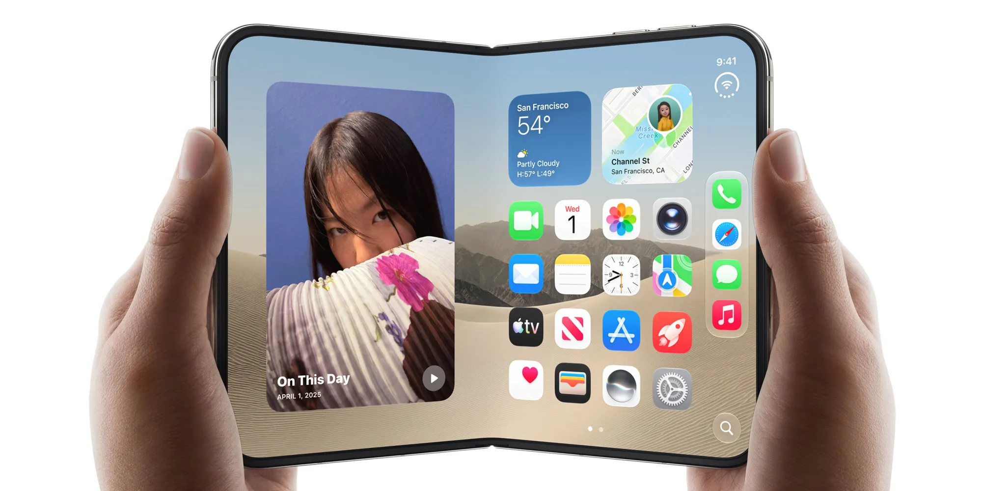 iOS 27.2 : nouvelles fonctionnalités pour l'application Raccourcis 2 Hands-on time with the iPhone Duo still leaves me wowed | Promotional image of the iPhone Duo, partly folded
